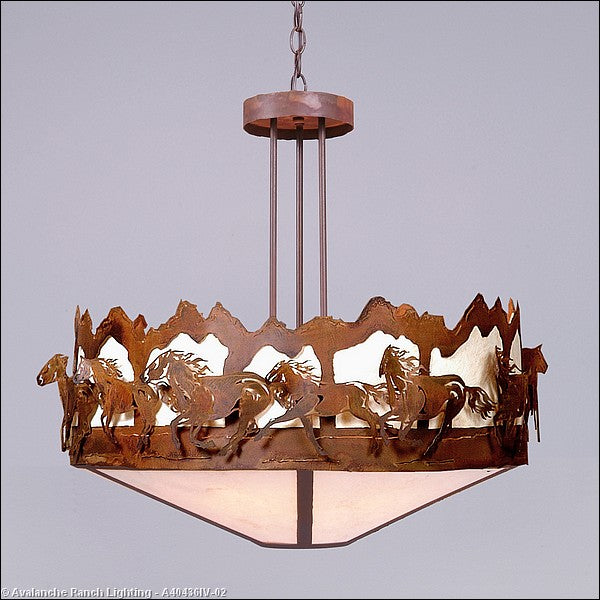 Avalanche Ranch Crestline-Horse/Mountain A40436IV-02 Pendant Light - Rust Patina