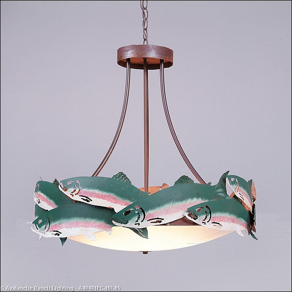 Avalanche Ranch Crestline-Trout A40481FC-HR-05 Pendant Light - Fish/Rust Patina