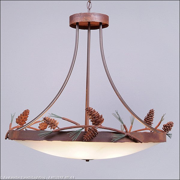 Avalanche Ranch Crestline-Pine Cone A40520AF-HR-04 Pendant Light - Pine Green/Rust Patina