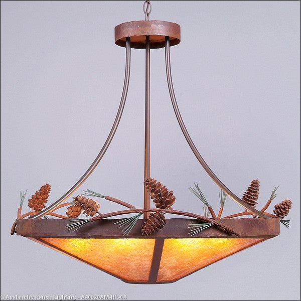 Avalanche Ranch Crestline-Pine Cone A40520AM-HR-04 Pendant Light - Pine Green/Rust Patina