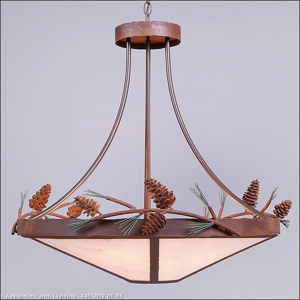 Avalanche Ranch Crestline-Pine Cone A40520IV-HR-04 Pendant Light - Pine Green/Rust Patina