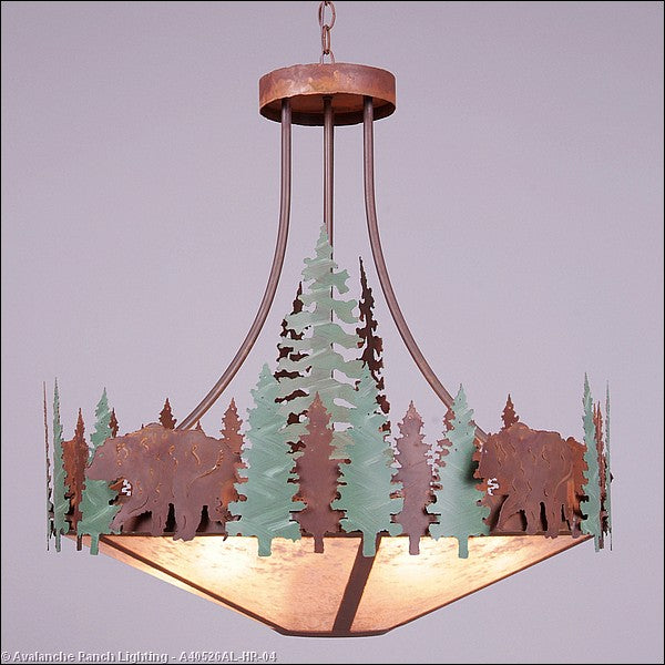 Avalanche Ranch Crestline-Bear A40526AL-HR-04 Pendant Light - Pine Green/Rust Patina