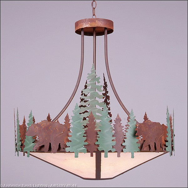 Avalanche Ranch Crestline-Bear A40526IV-HR-04 Pendant Light - Pine Green/Rust Patina