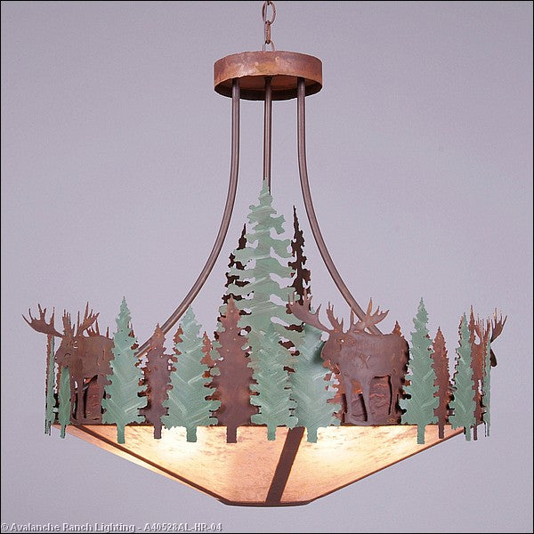 Avalanche Ranch Crestline-Moose A40528AL-HR-04 Pendant Light - Pine Green/Rust Patina