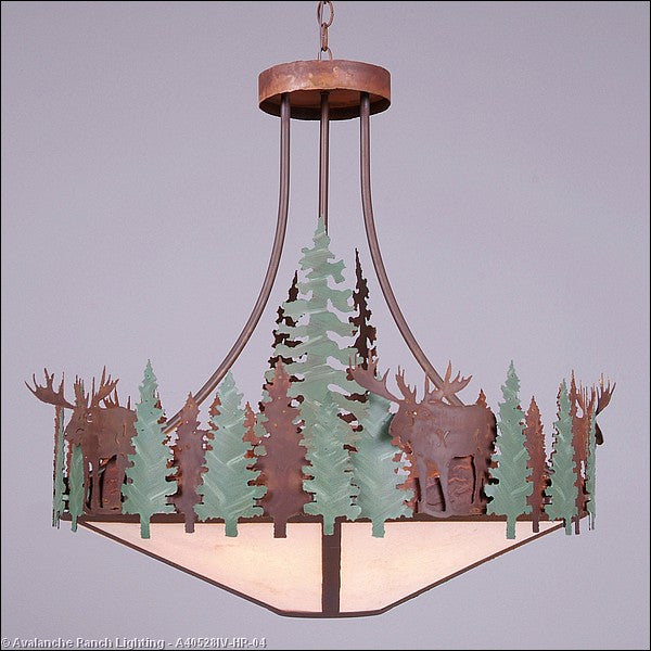 Avalanche Ranch Crestline-Moose A40528IV-HR-04 Pendant Light - Pine Green/Rust Patina