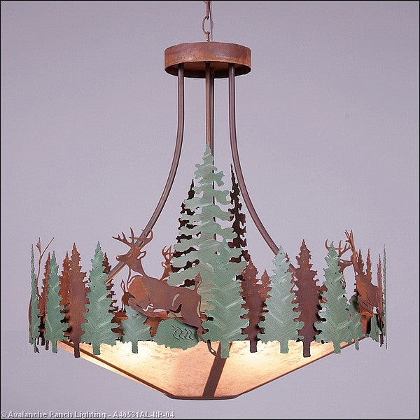 Avalanche Ranch Crestline-Deer A40531AL-HR-04 Pendant Light - Pine Green/Rust Patina