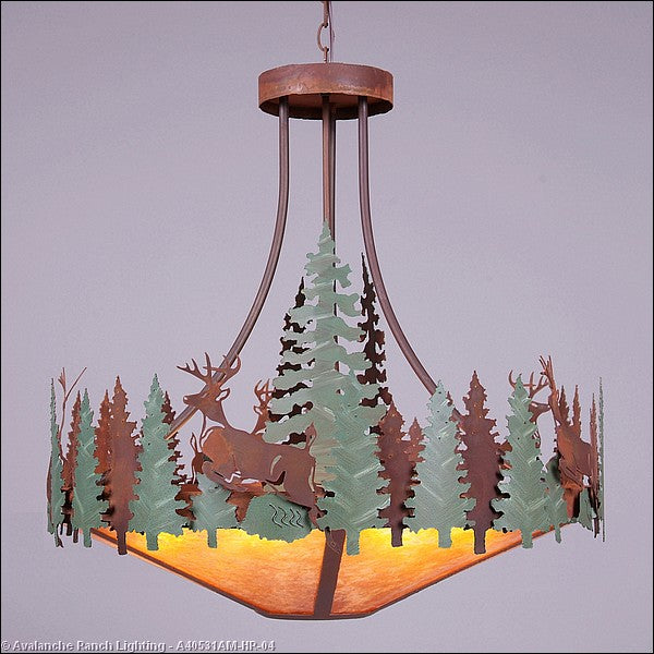 Avalanche Ranch Crestline-Deer A40531AM-HR-04 Pendant Light - Pine Green/Rust Patina