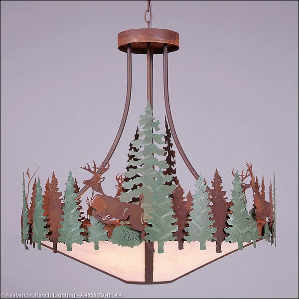 Avalanche Ranch Crestline-Deer A40531IV-HR-04 Pendant Light - Pine Green/Rust Patina