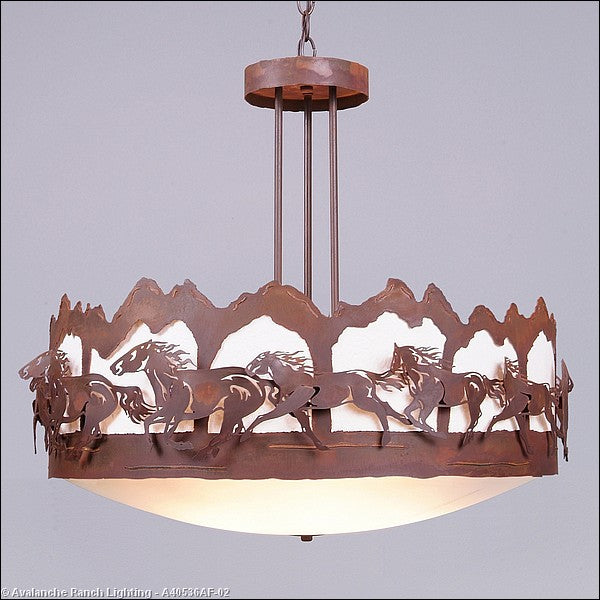 Avalanche Ranch Crestline-Horse-Mountain A40536AF-02 Pendant Light - Rust Patina