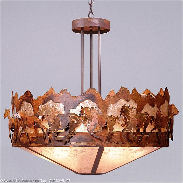 Avalanche Ranch Crestline-Horse-Mountain A40536AL-02 Pendant Light - Rust Patina