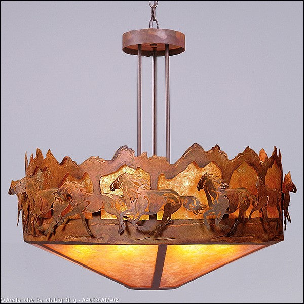 Avalanche Ranch Crestline-Horse-Mountain A40536AM-02 Pendant Light - Rust Patina