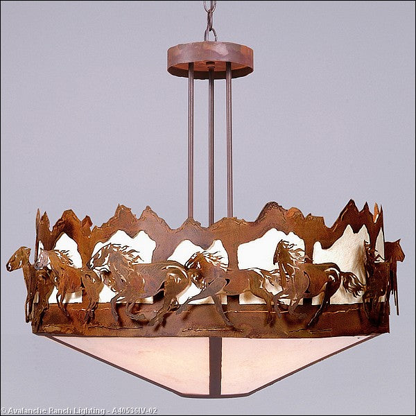 Avalanche Ranch Crestline-Horse-Mountain A40536IV-02 Pendant Light - Rust Patina
