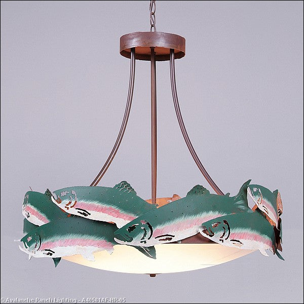 Avalanche Ranch Crestline-Trout A40581AF-HR-05 Pendant Light - Fish/Rust Patina
