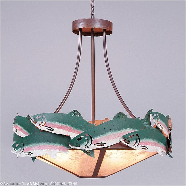 Avalanche Ranch Crestline-Trout A40581AL-HR-05 Pendant Light - Fish/Rust Patina