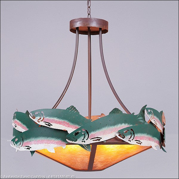 Avalanche Ranch Crestline-Trout A40581AM-HR-05 Pendant Light - Fish/Rust Patina