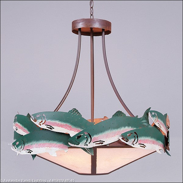 Avalanche Ranch Crestline-Trout A40581IV-HR-05 Pendant Light - Fish/Rust Patina