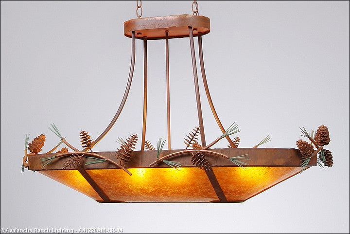 Avalanche Ranch Crestline-Pine Cone A41220AM-HR-04 Pendant Light - Pine Green/Rust Patina