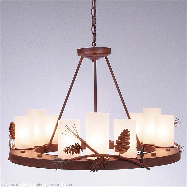 Avalanche Ranch Wisley-Pine Cone A41420FC-04 Chandelier Light - Pine Green/Rust Patina
