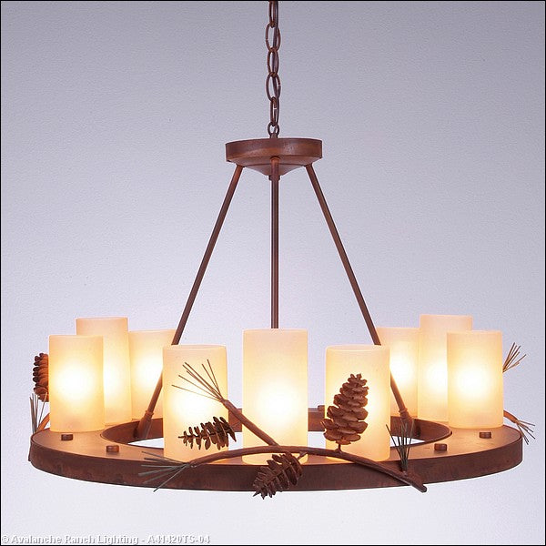 Avalanche Ranch Wisley-Pine Cone A41420TS-04 Chandelier Light - Pine Green/Rust Patina