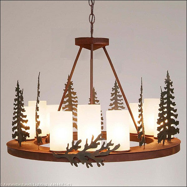Avalanche Ranch Wisley-Cedar Tree A41443FC-03 Chandelier Light - Cedar Green/Rust Patina