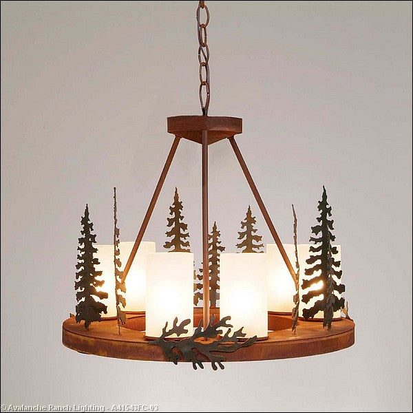 Avalanche Ranch Wisley-Cedar Tree A41543FC-03 Chandelier Light - Cedar Green/Rust Patina