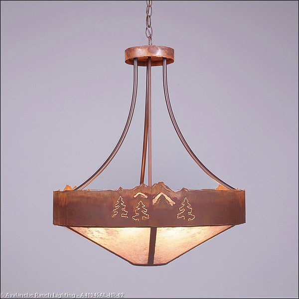 Avalanche Ranch Ridgemont-Mountain-Pine Cutout A41945AL-HR-02 Pendant Light - Rust Patina