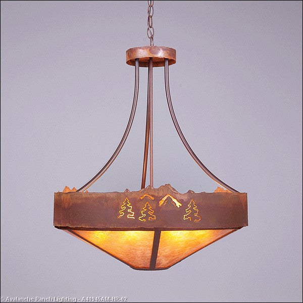 Avalanche Ranch Ridgemont-Mountain-Pine Cutout A41945AM-HR-02 Pendant Light - Rust Patina