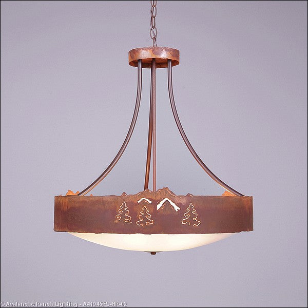 Avalanche Ranch Ridgemont-Mountain-Pine Cutout A41945FC-HR-02 Pendant Light - Rust Patina