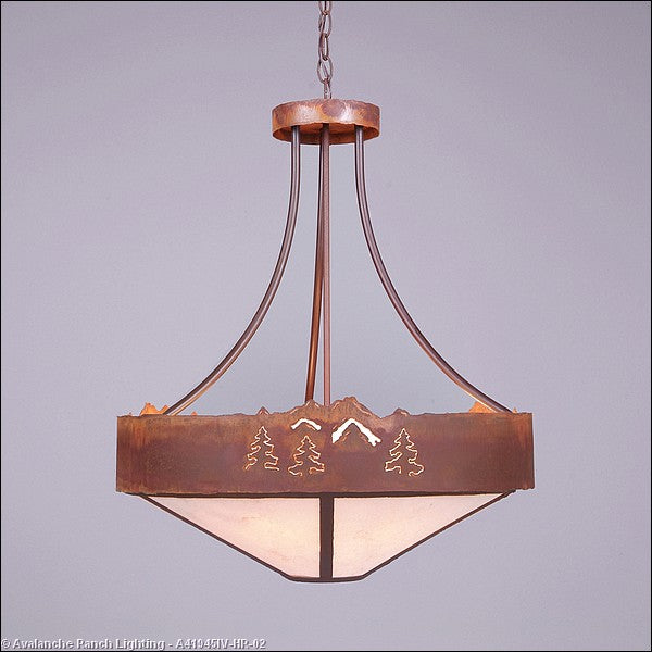 Avalanche Ranch Ridgemont-Mountain-Pine Cutout A41945IV-HR-02 Pendant Light - Rust Patina