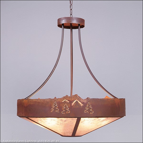 Avalanche Ranch Ridgemont-Mountain-Pine Cutout A42145AL-HR-02 Pendant Light - Rust Patina