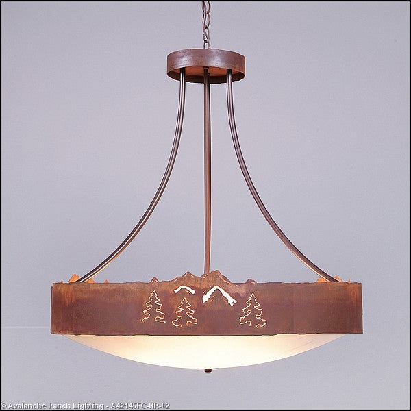 Avalanche Ranch Ridgemont-Mountain-Pine Cutout A42145FC-HR-02 Pendant Light - Rust Patina