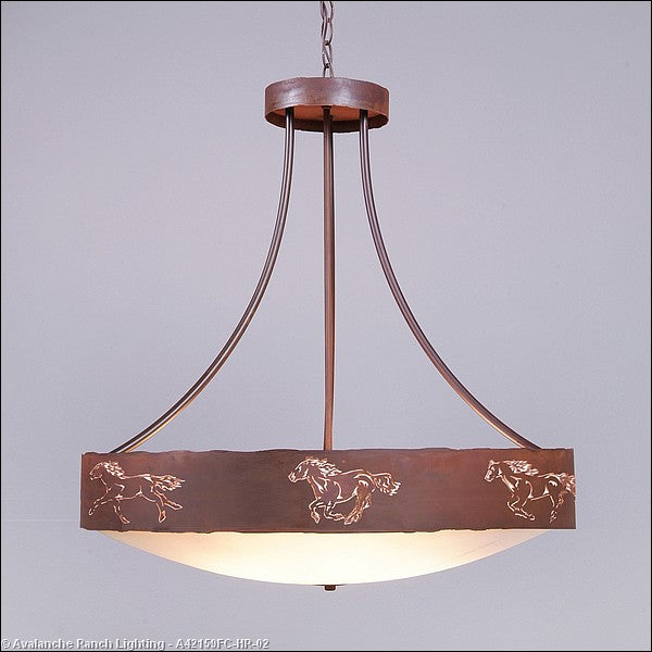 Avalanche Ranch Ridgemont-Horse Cutout A42159FC-HR-02 Pendant Light - Rust Patina