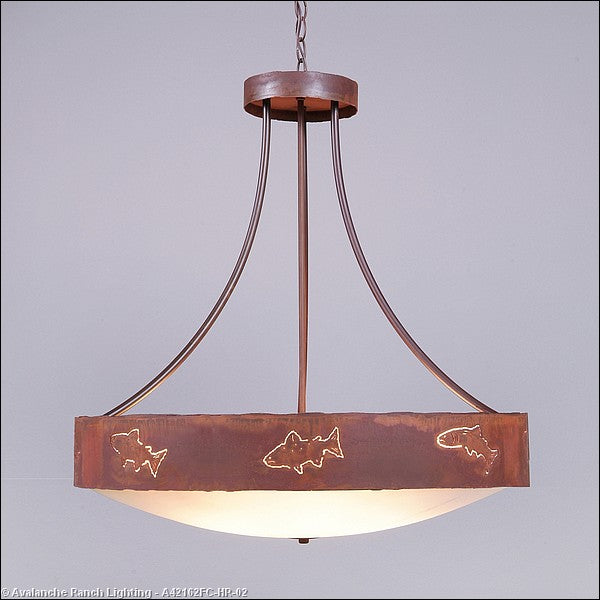 Avalanche Ranch Ridgemont-Fish Cutout A42162FC-HR-02 Pendant Light - Rust Patina