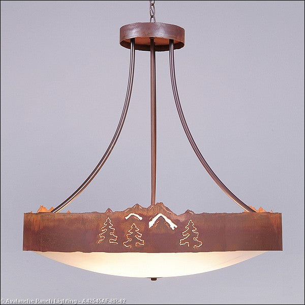Avalanche Ranch Ridgemont-Mountain-Pine Cutout A42545AF-HR-02 Pendant Light - Rust Patina