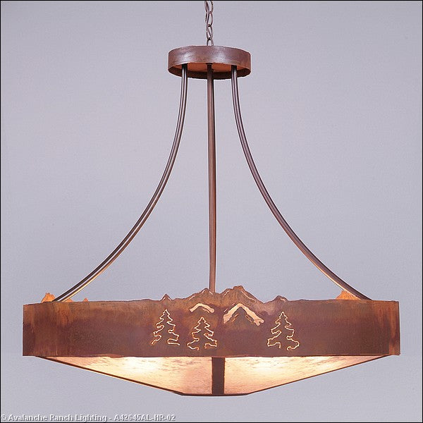 Avalanche Ranch Ridgemont-Mountain-Pine Cutout A42645AL-HR-02 Pendant Light - Rust Patina