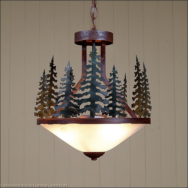 Avalanche Ranch Wisley-Cedar Tree A44343-03 Pendant Light - Cedar Green/Rust Patina