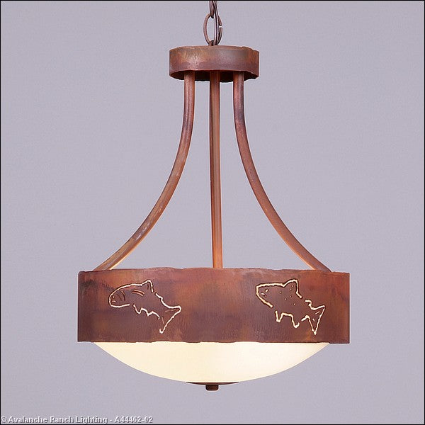 Avalanche Ranch Ridgemont-Fish Cutout A44462-02 Pendant Light - Rust Patina