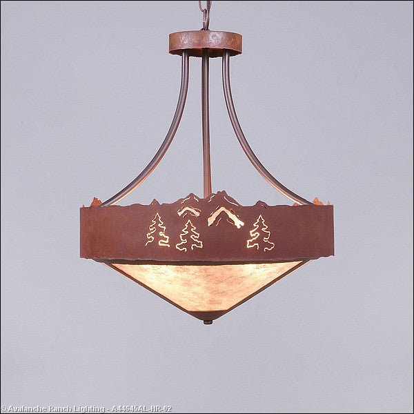 Avalanche Ranch Ridgemont-Mountain-Pine Cutout A44645AL-HR-02 Pendant Light - Rust Patina