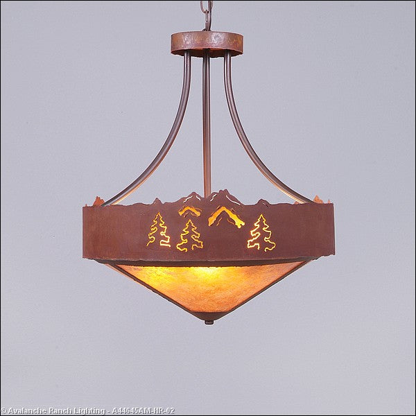Avalanche Ranch Ridgemont-Mountain-Pine Cutout A44645AM-HR-02 Pendant Light - Rust Patina