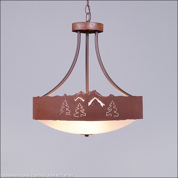 Avalanche Ranch Ridgemont-Mountain-Pine Cutout A44645FC-HR-02 Pendant Light - Rust Patina