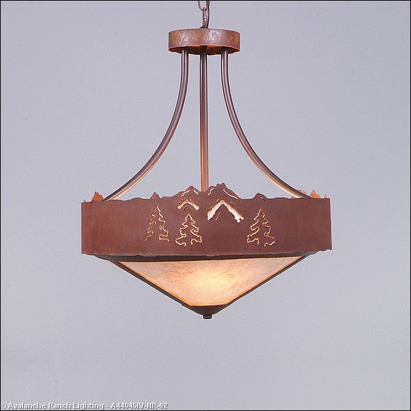 Avalanche Ranch Ridgemont-Mountain-Pine Cutout A44645IV-HR-02 Pendant Light - Rust Patina
