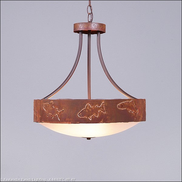 Avalanche Ranch Ridgemont-Fish Cutout A44662FC-HR-02 Pendant Light - Rust Patina