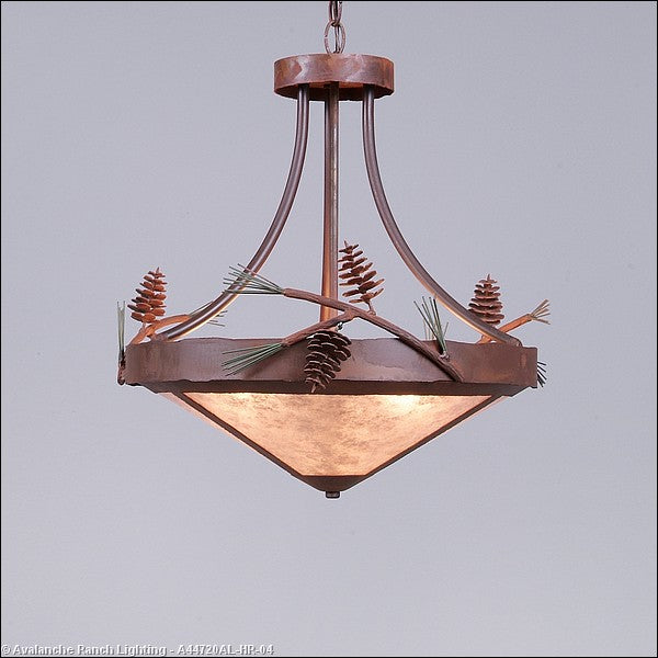 Avalanche Ranch Crestline-Pine Cone A44720AL-HR-04 Pendant Light - Pine Green/Rust Patina