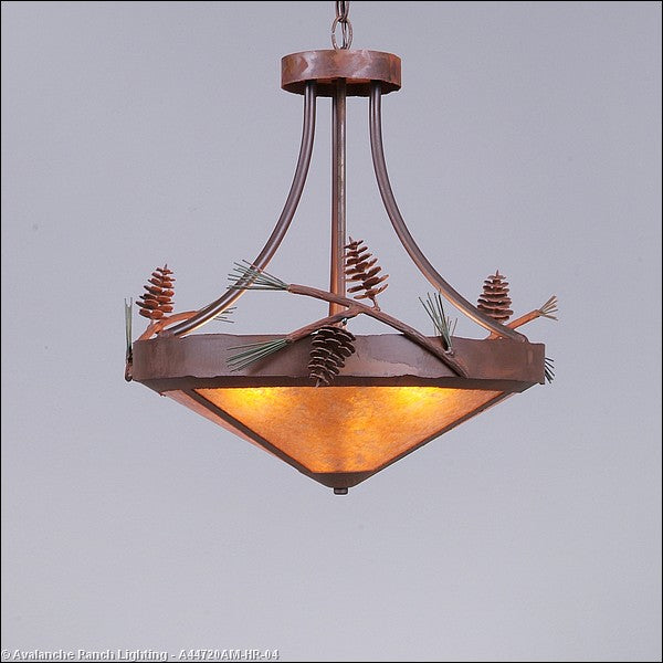 Avalanche Ranch Crestline-Pine Cone A44720AM-HR-04 Pendant Light - Pine Green/Rust Patina