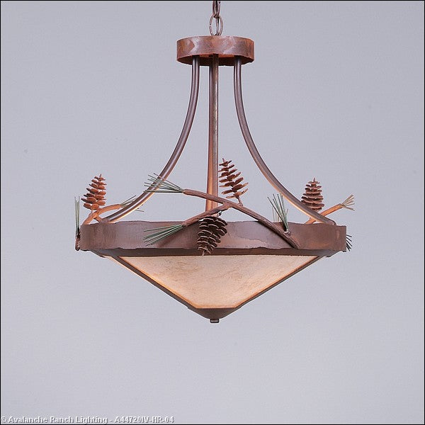 Avalanche Ranch Crestline-Pine Cone A44720IV-HR-04 Pendant Light - Pine Green/Rust Patina