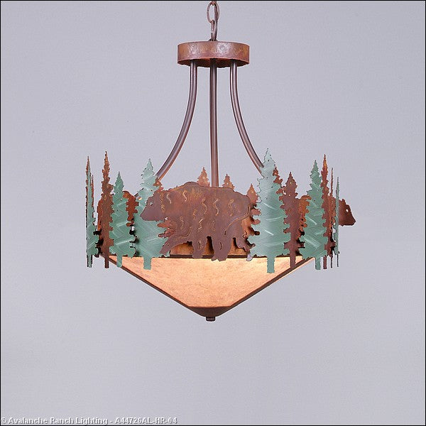 Avalanche Ranch Crestline-Bear A44726AL-HR-04 Pendant Light - Pine Green/Rust Patina