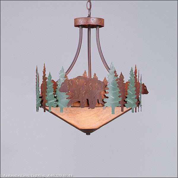 Avalanche Ranch Crestline-Bear A44726IV-HR-04 Pendant Light - Pine Green/Rust Patina