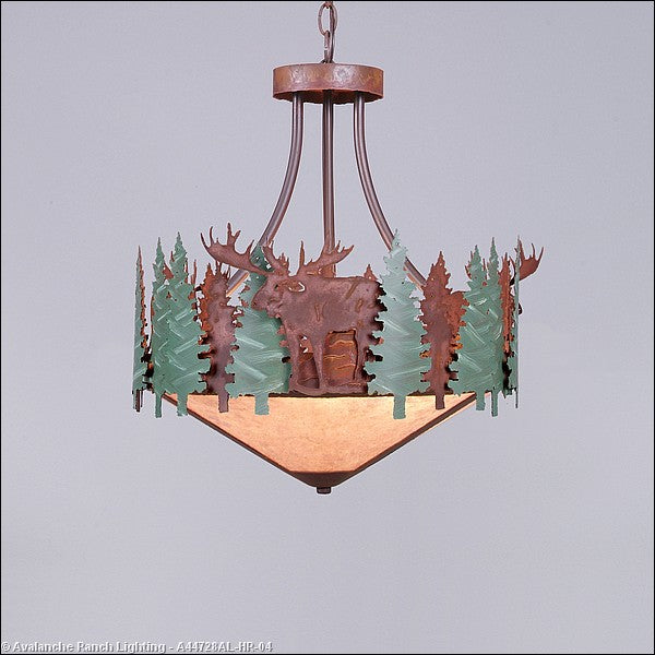Avalanche Ranch Crestline-Moose A44728AL-HR-04 Pendant Light - Pine Green/Rust Patina