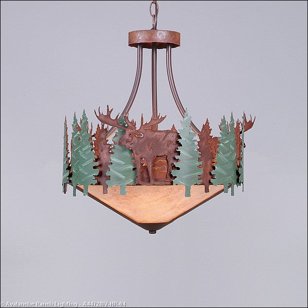 Avalanche Ranch Crestline-Moose A44728IV-HR-04 Pendant Light - Pine Green/Rust Patina