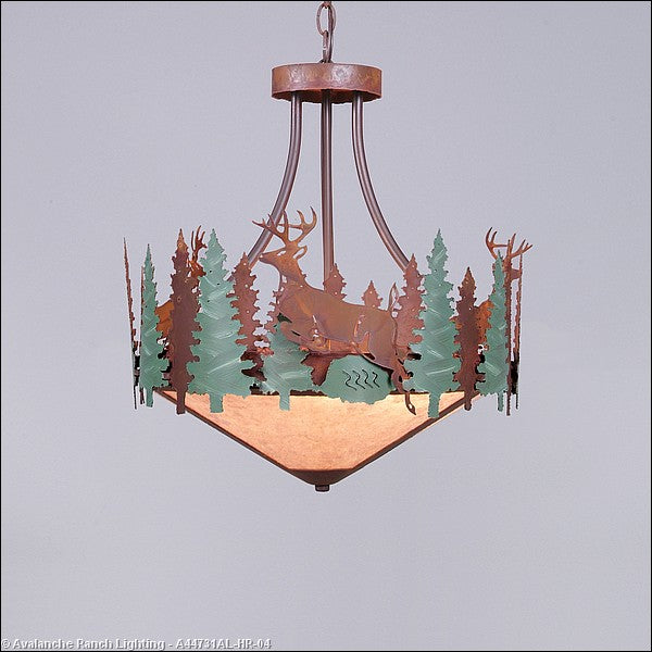 Avalanche Ranch Crestline-Deer A44731AL-HR-04 Pendant Light - Pine Green/Rust Patina